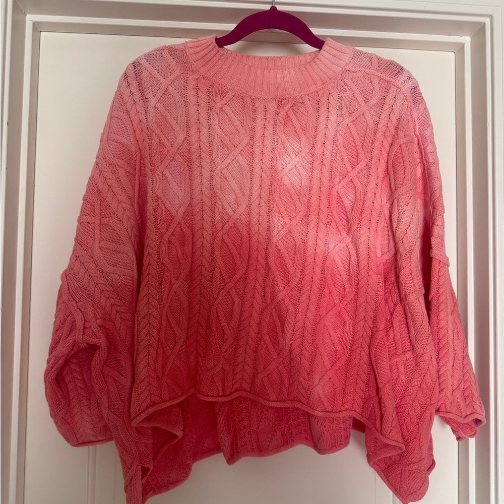 Free People Women's Pink Cable Knit Sweater